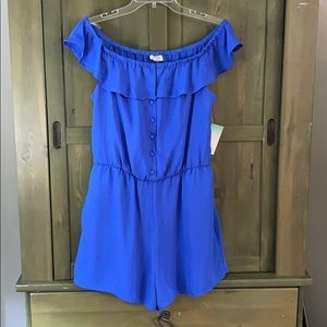 Blue romper with pockets NWT
